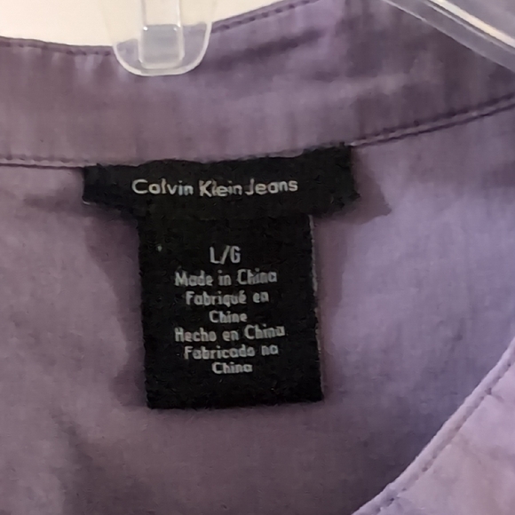 Vintage 90s cK Jeans Women's Purple Embroidered Button-Up Blouse, L - Picture 2 of 2
